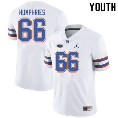 Youth Florida Gators #66 Jaelin Humphries NCAA Jordan Brand White Authentic Stitched College Football Jersey LYA7162KT